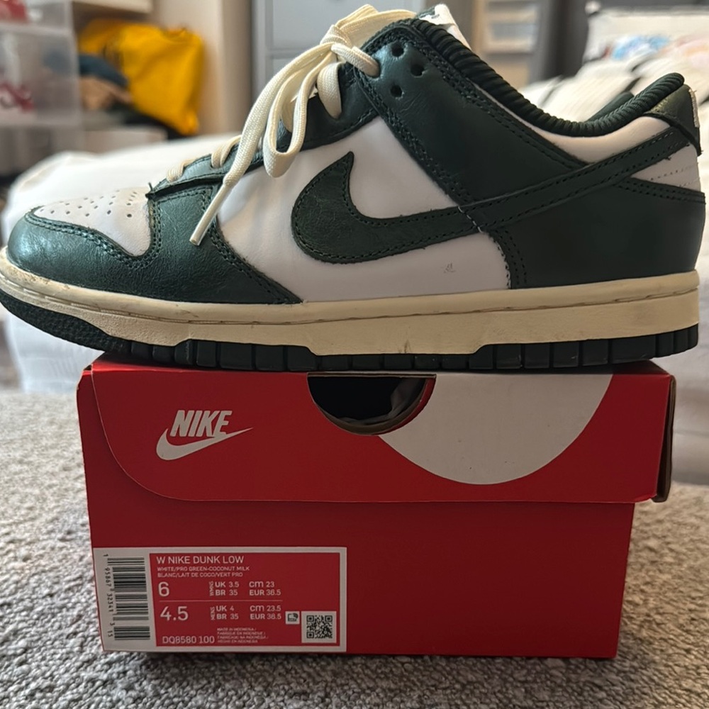 Nike Womens Dunk Low Green and Coconut Milk Shoes